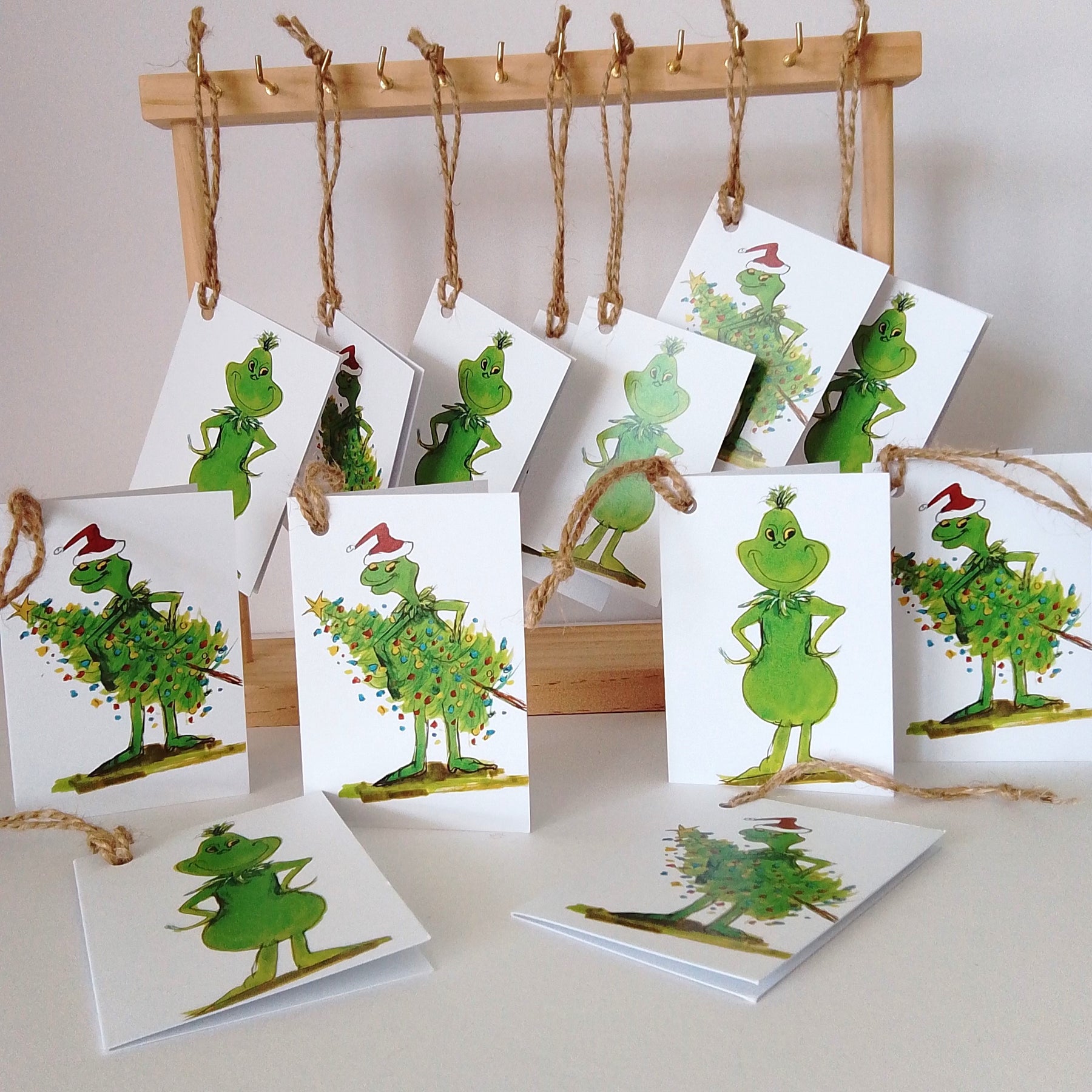 Grinch Christmas cards and tags