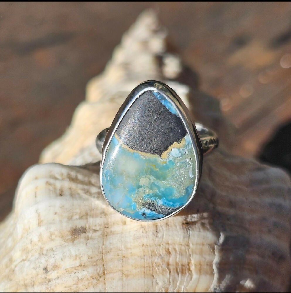 Turquoise Sterling Silver.925 Stamped Ring size US 6
