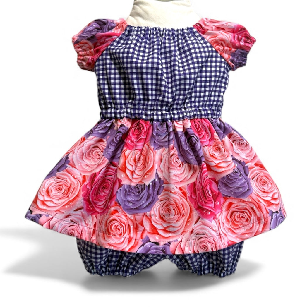 SIZE 0 Matilda Baby Dress Set - Roses & Gingham