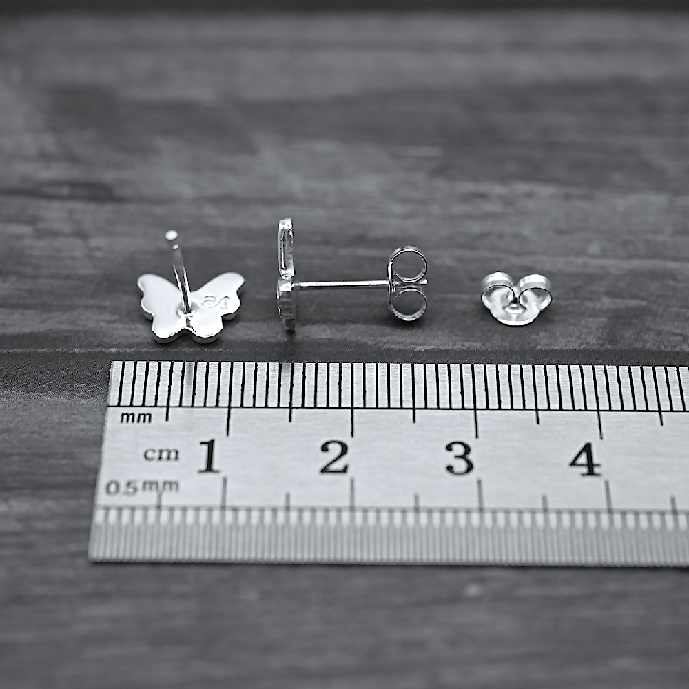 butterfly studs sterling silver ruler cms sml