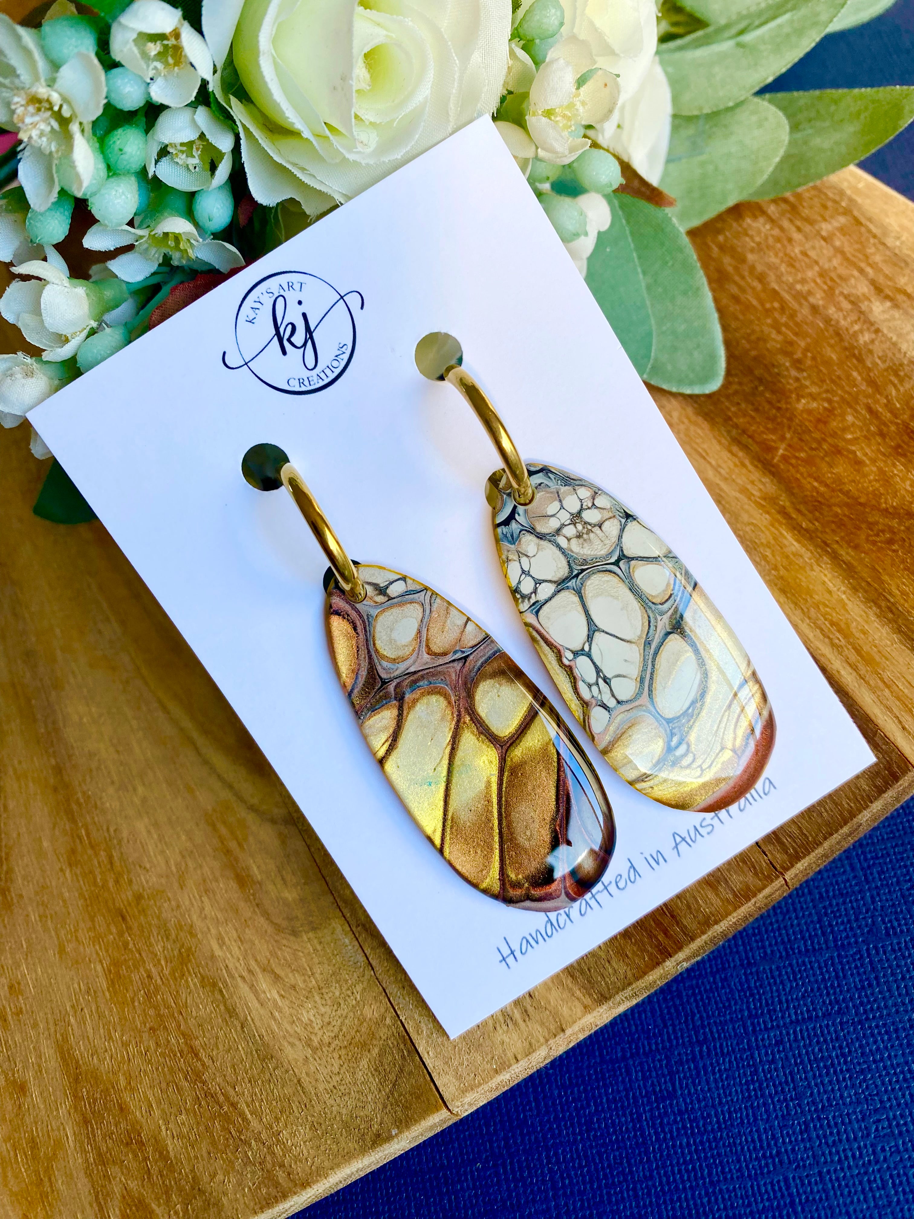 Chocolate Copper and Gold Hoop Earrings