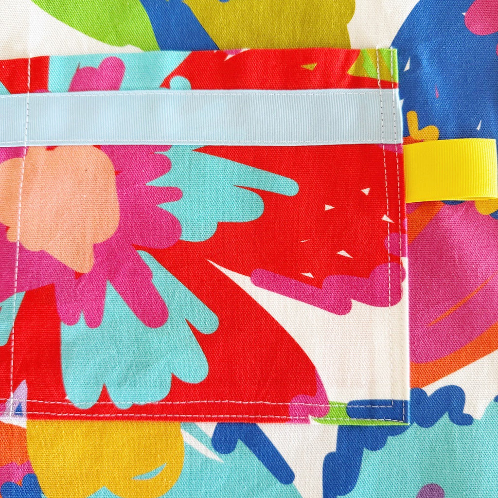 Floral Japanese style cross back kitchen apron. Crafting, gardening, no ties apron.