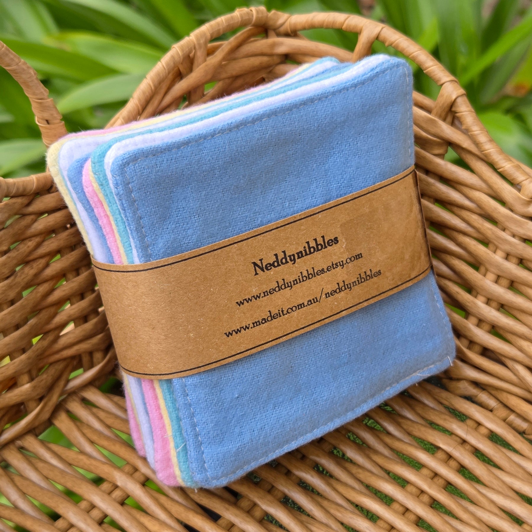 Reusable Makeup Wipes, packs of 10, plain colours
