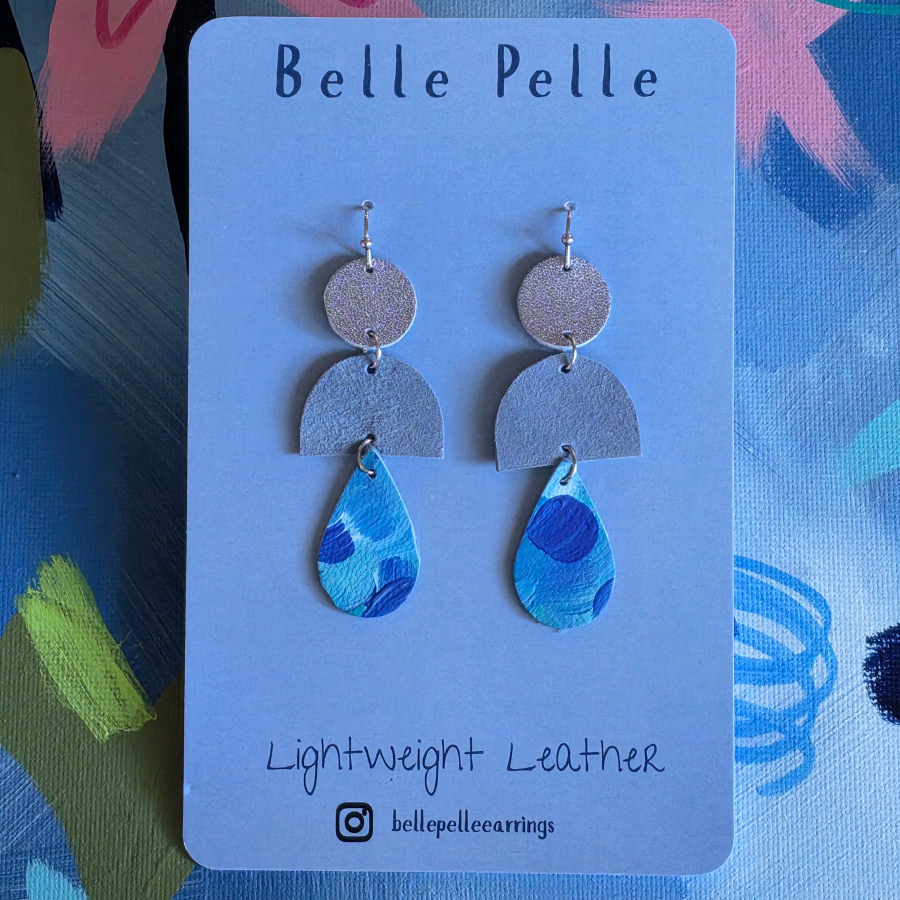 Dolce Musa Leather Earrings (teardrop edition) – Arctic Mist