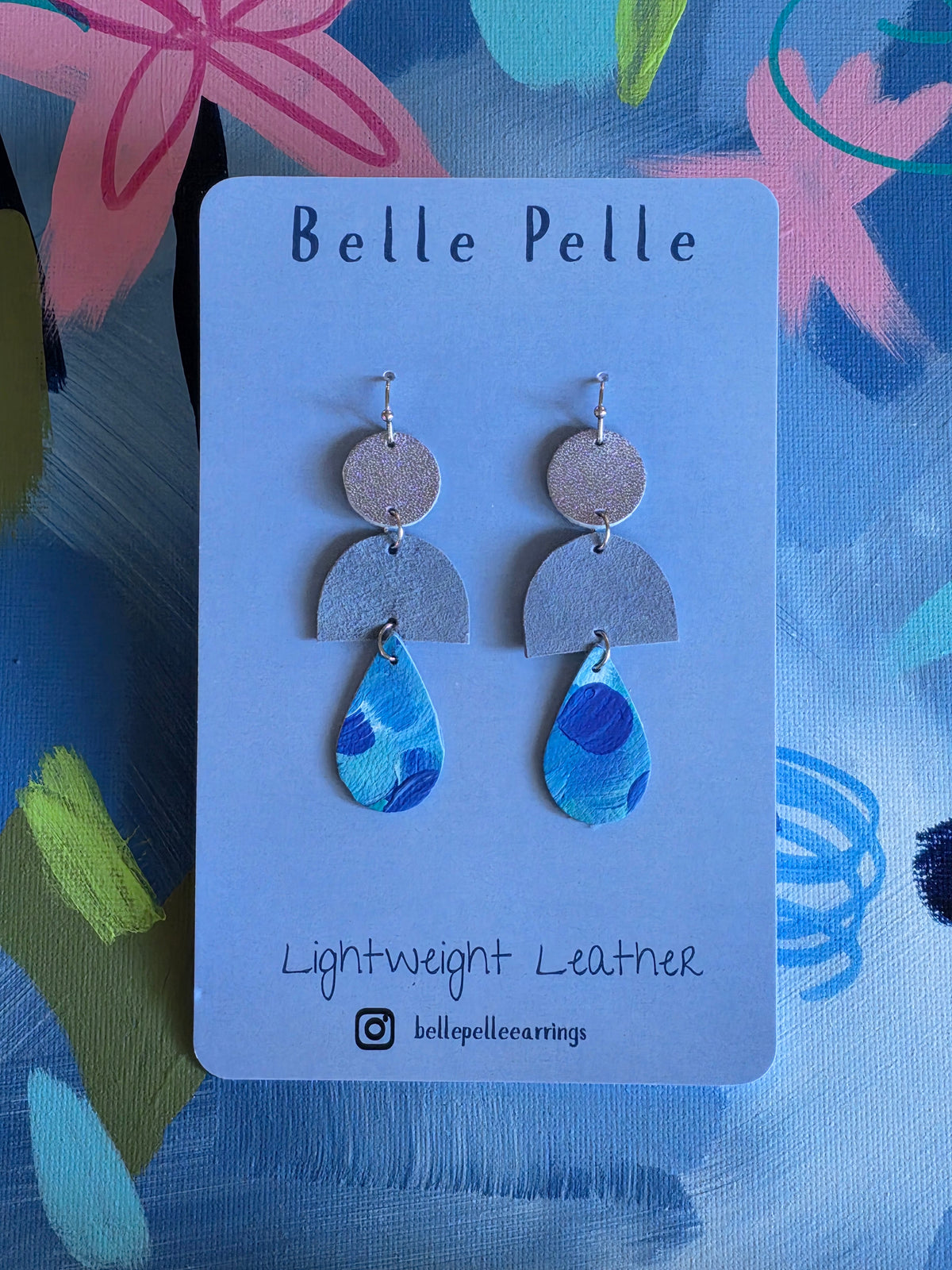 Dolce Musa Leather Earrings (teardrop edition) – Arctic Mist