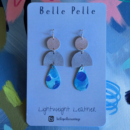 Dolce Musa Leather Earrings (teardrop edition) – Arctic Mist