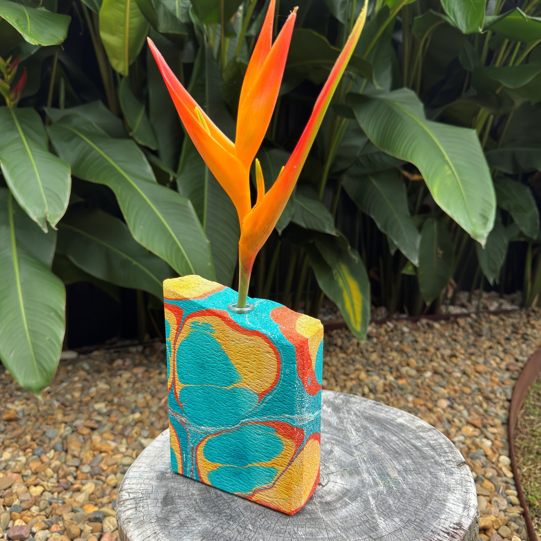 Lava Ponds hand sculpted concrete test tube vase