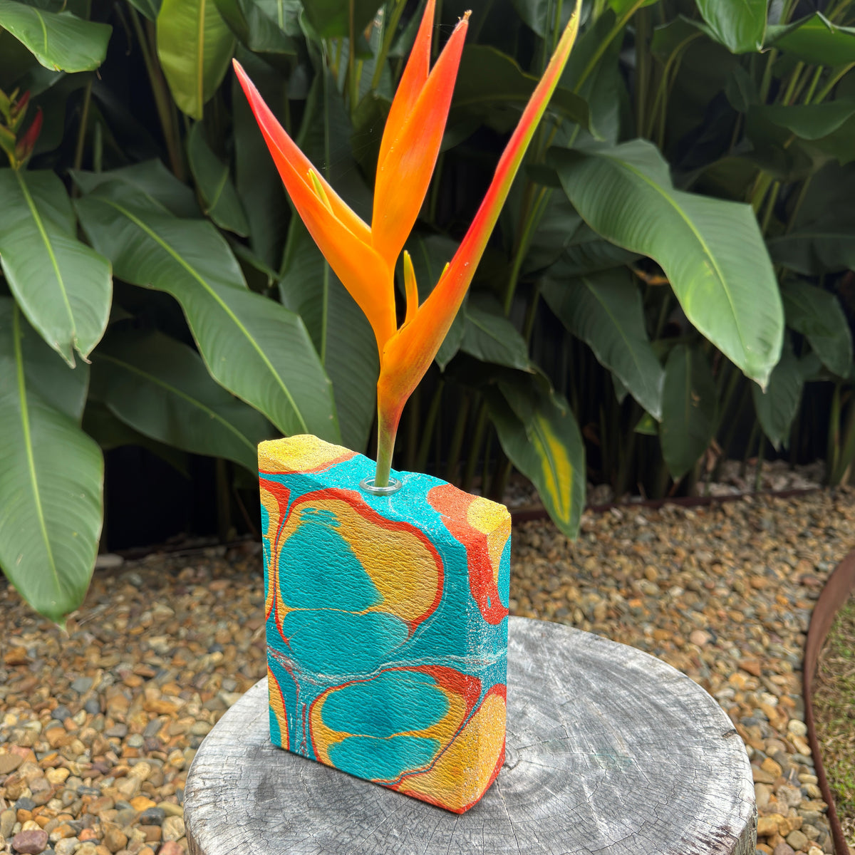 Lava Ponds hand sculpted concrete test tube vase