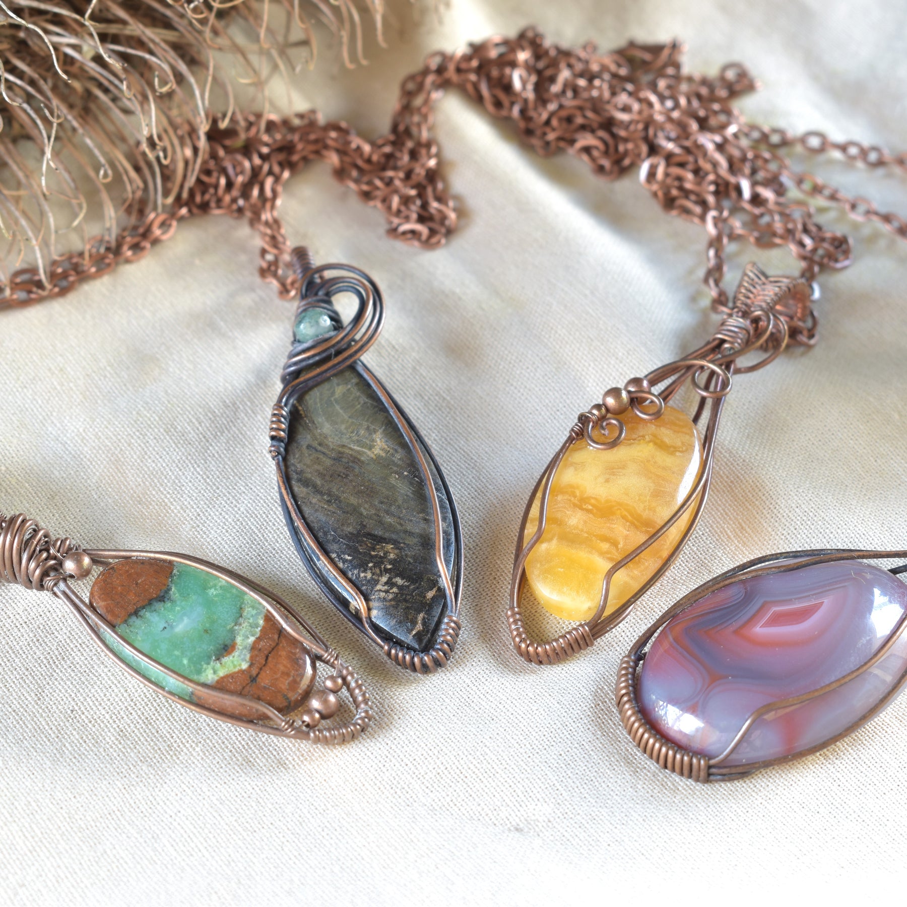 Bush Honey – Sunshine Chalcedony Copper Wire Wrapped Pendant
