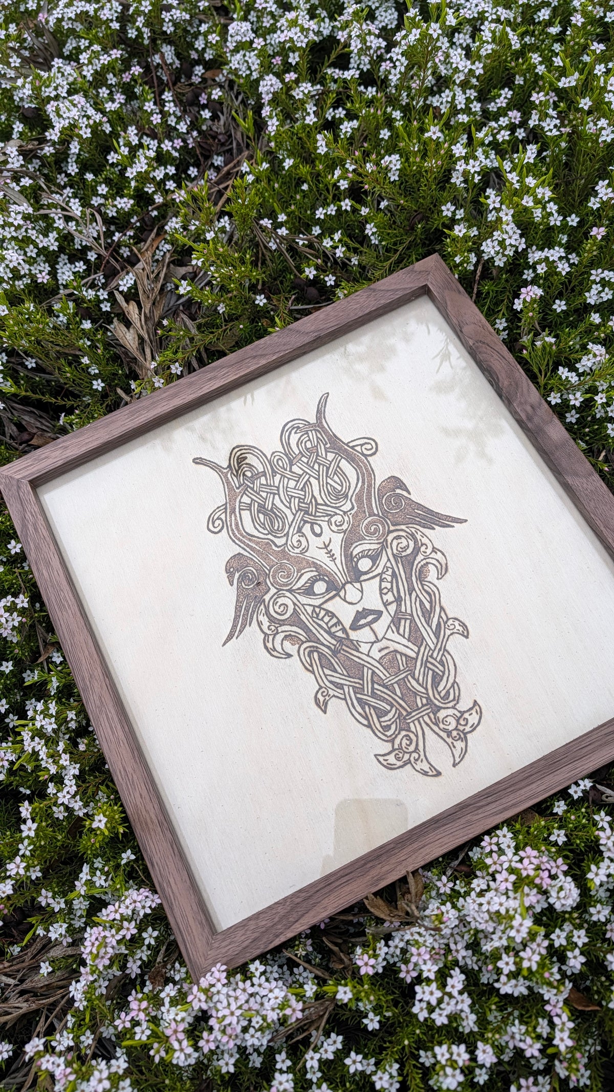 Valkyrie Norse wood burning art