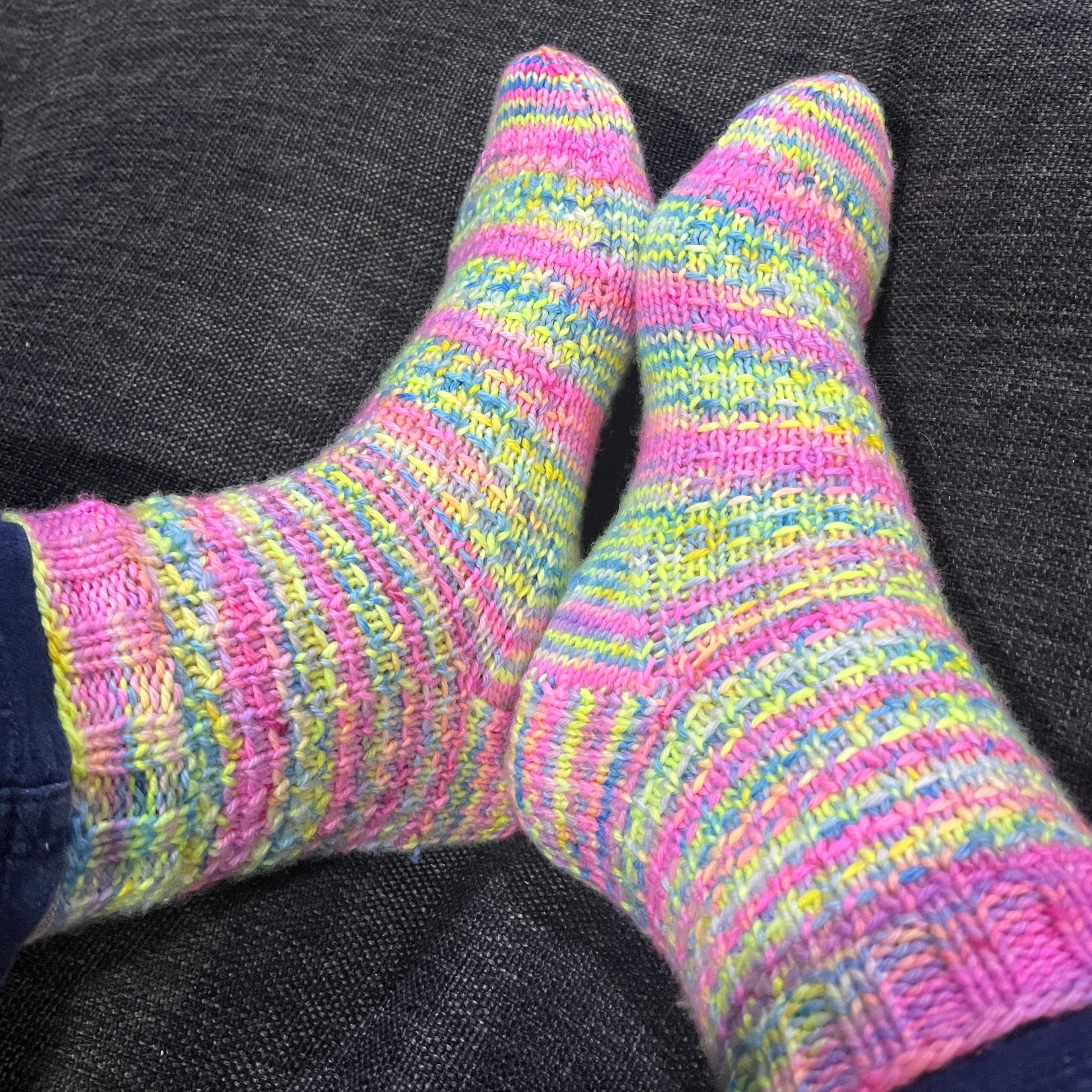 Hand knit socks using Australian hand dyed yarn