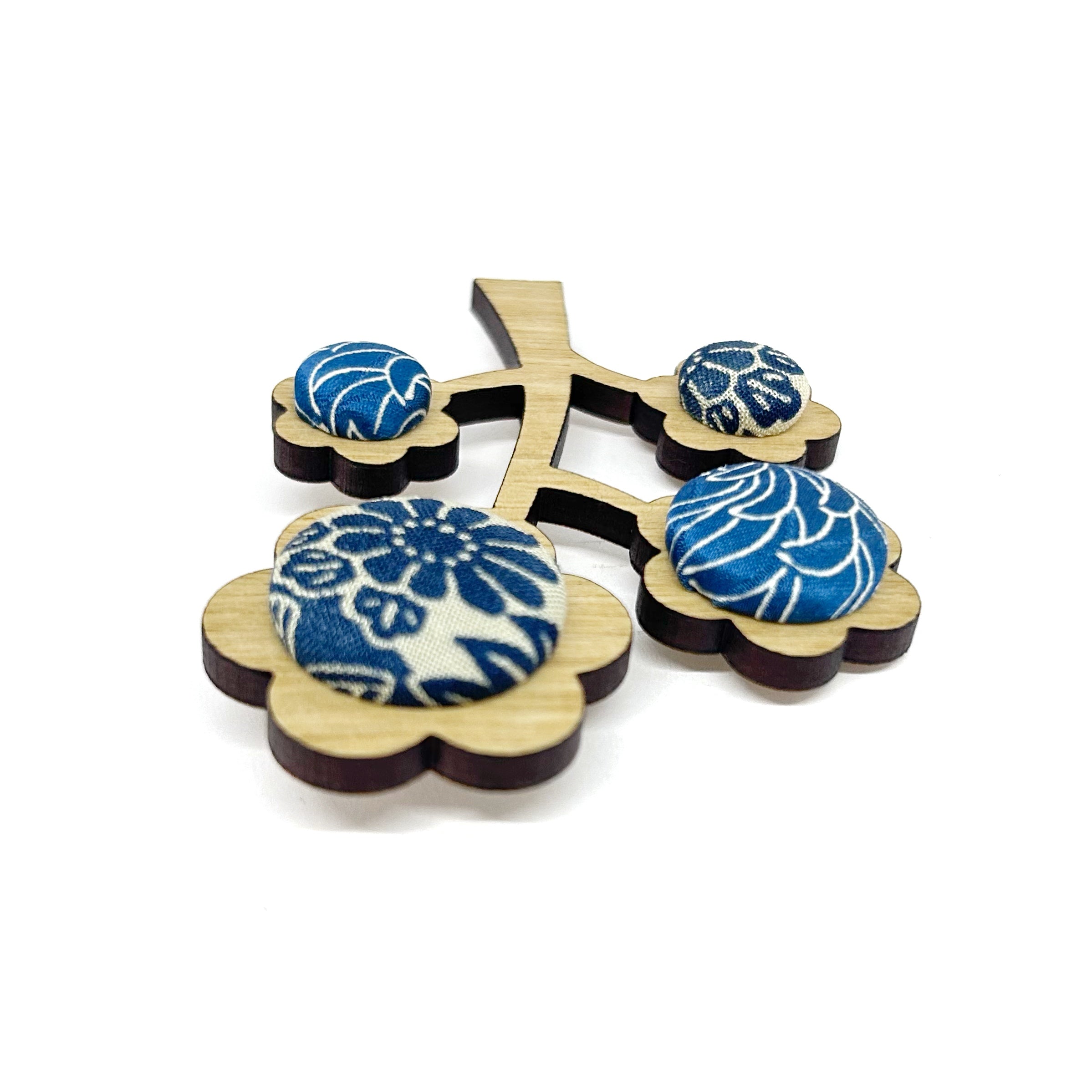 Kimono Tree Brooch - Cool Blues