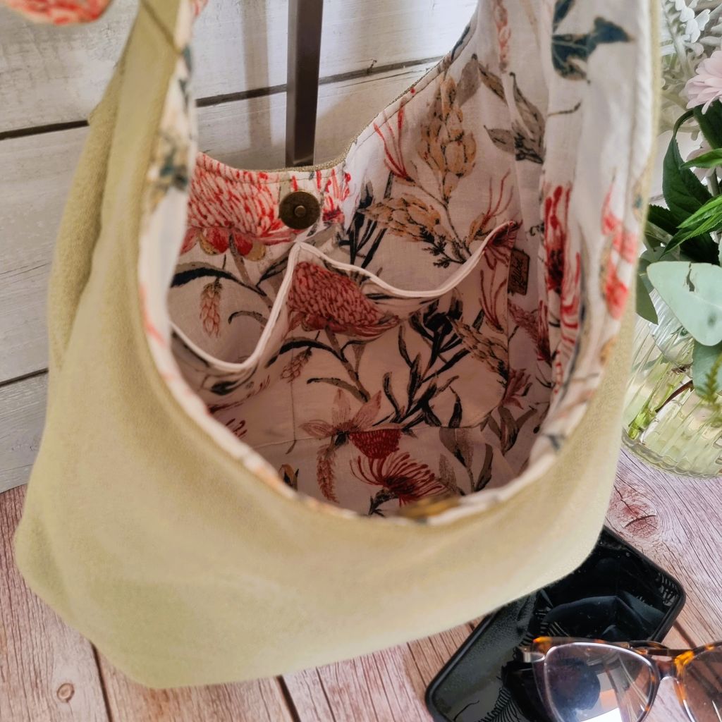 Sadie Jane upcycled hobo bag - appliqued bottle brush