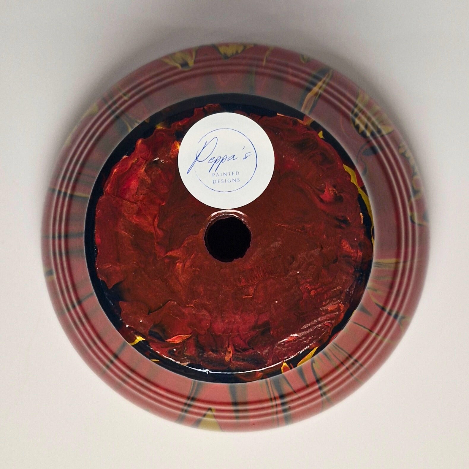 Hand Painted Terracotta Pot 15cm Magenta Gold