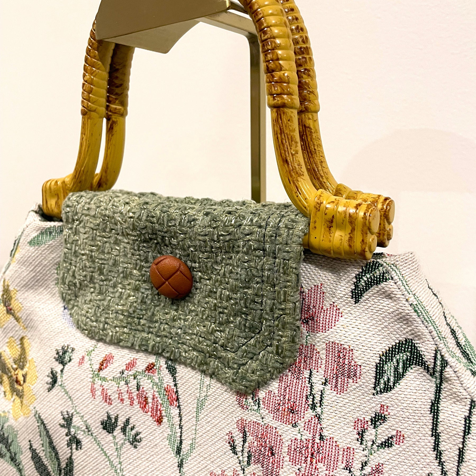 Upcycled Floral Tapestry Handbag - Handmade