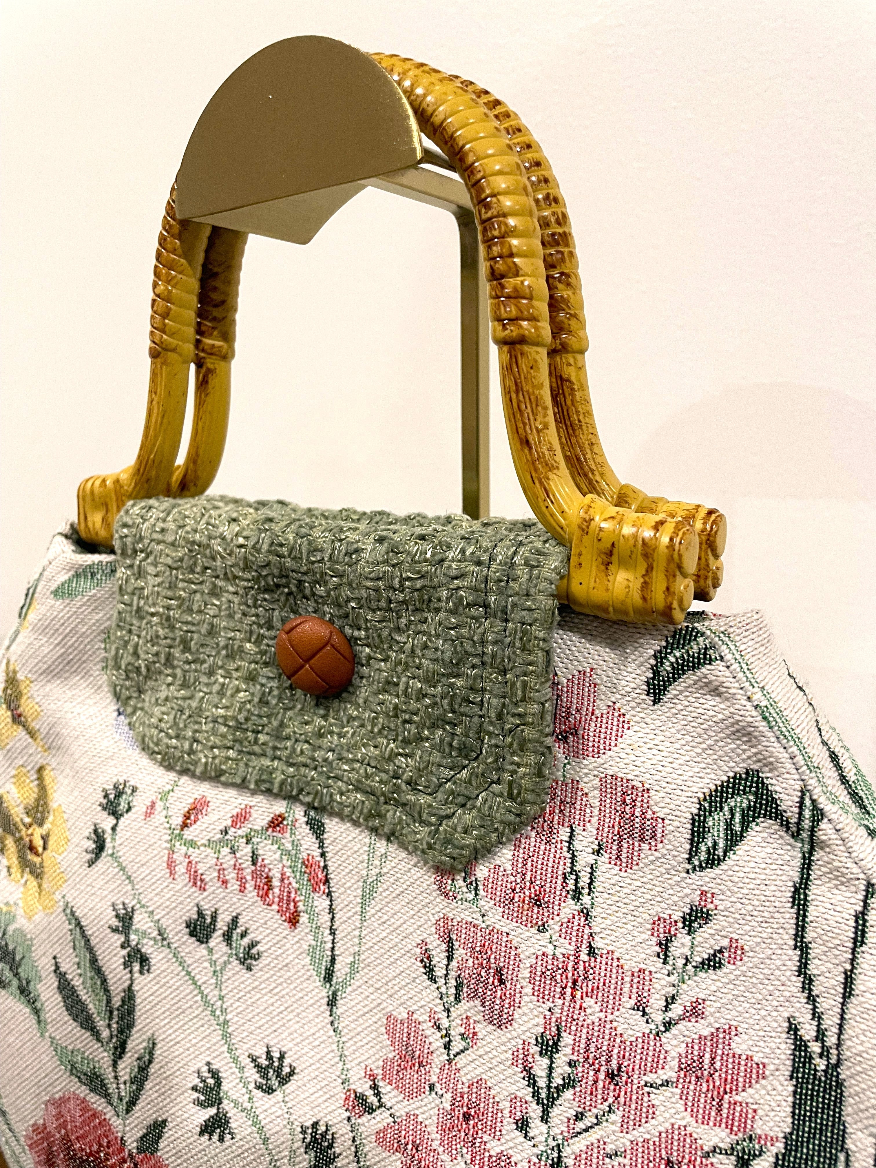 Upcycled Floral Tapestry Handbag - Handmade