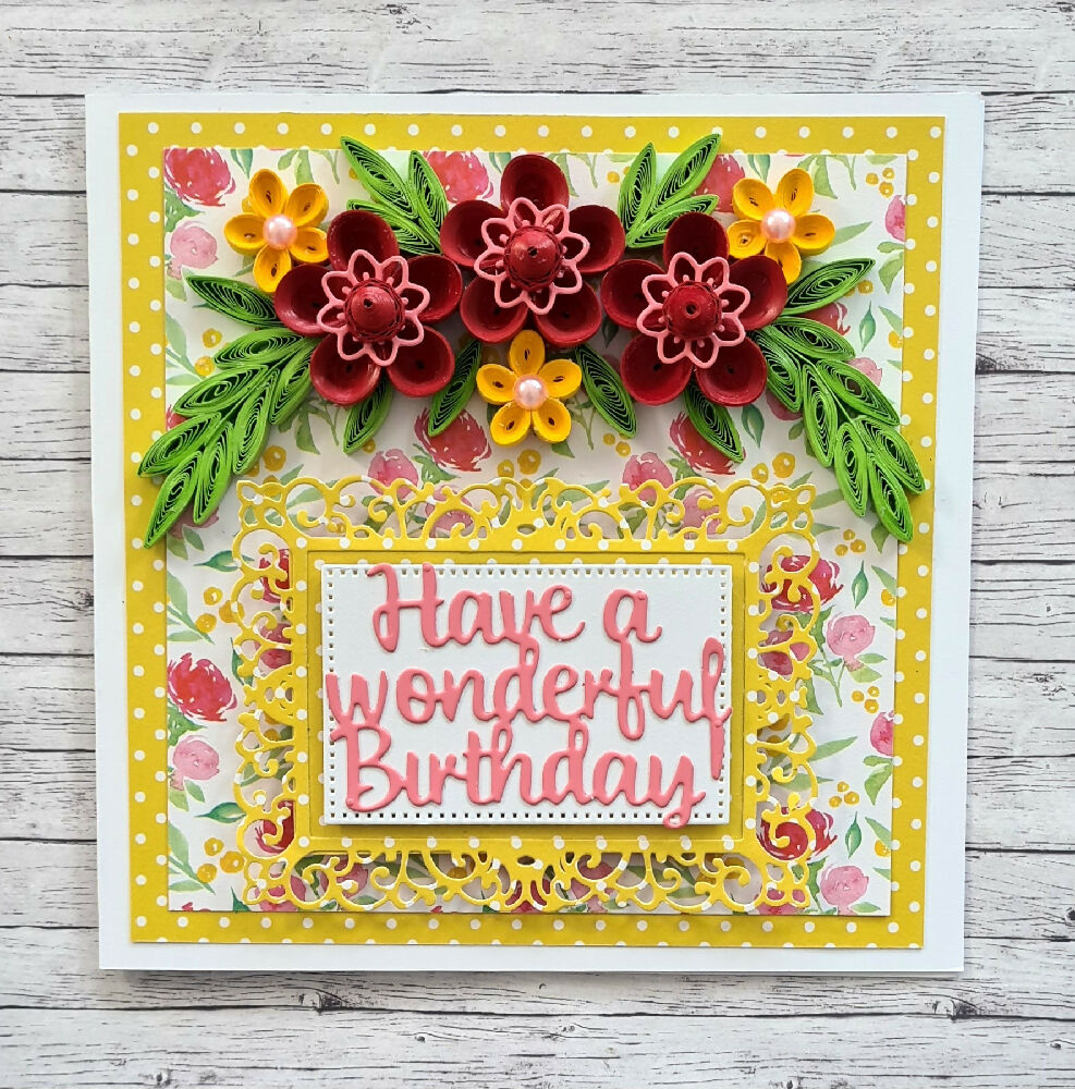 Quilled Greeting Card - Have a wonderful birthday