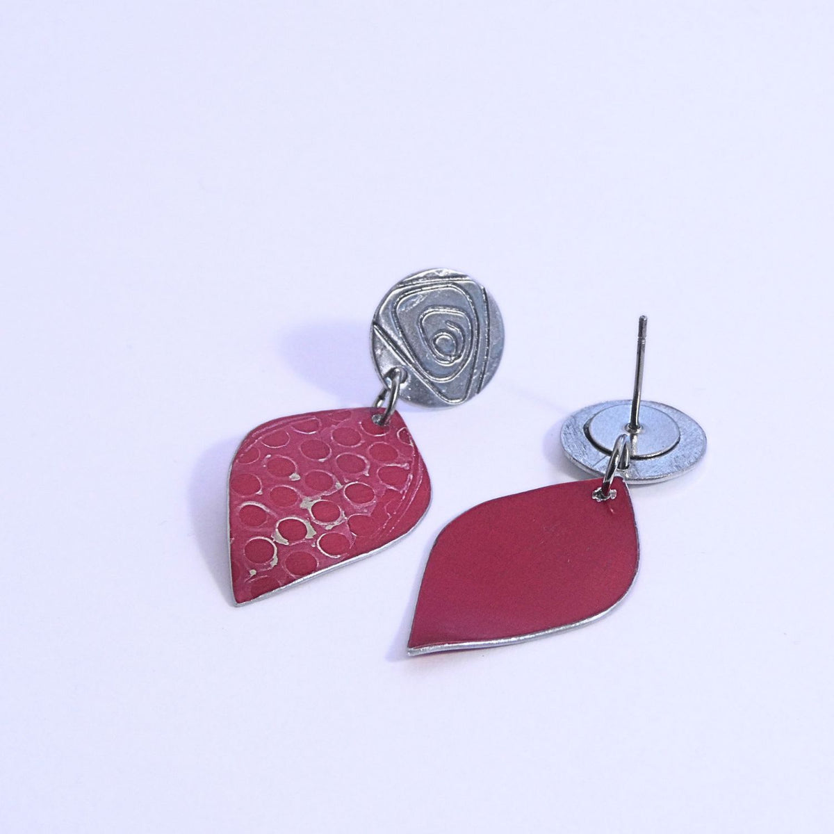 Hand printed anodised aluminium earrings - Scarlet Grace Collection