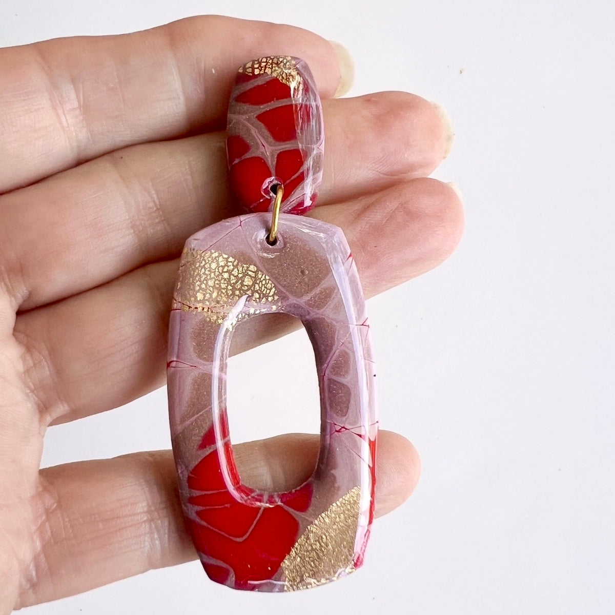 Earrings ~ Dangles ~ Polymer Clay ~ handmade~ unique ~Mokume Gane