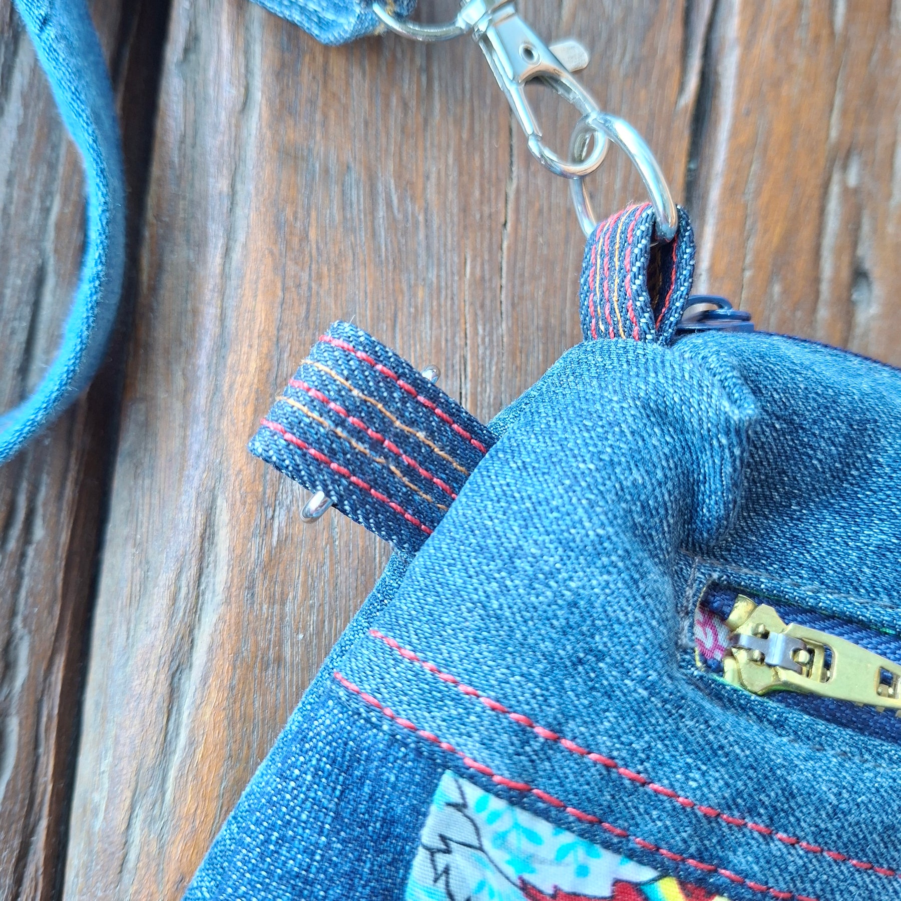 SALE - Dr Zeuss Style Fabric & Recycled Denim Shoulder Bag