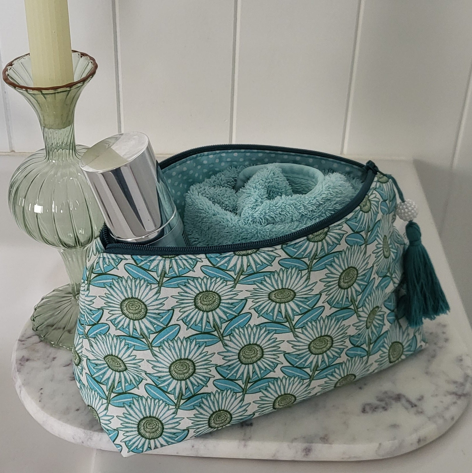Makeup or Cosmetic Travel Pouch in Cool Blue Floral - Mother's Day Gift | Still.