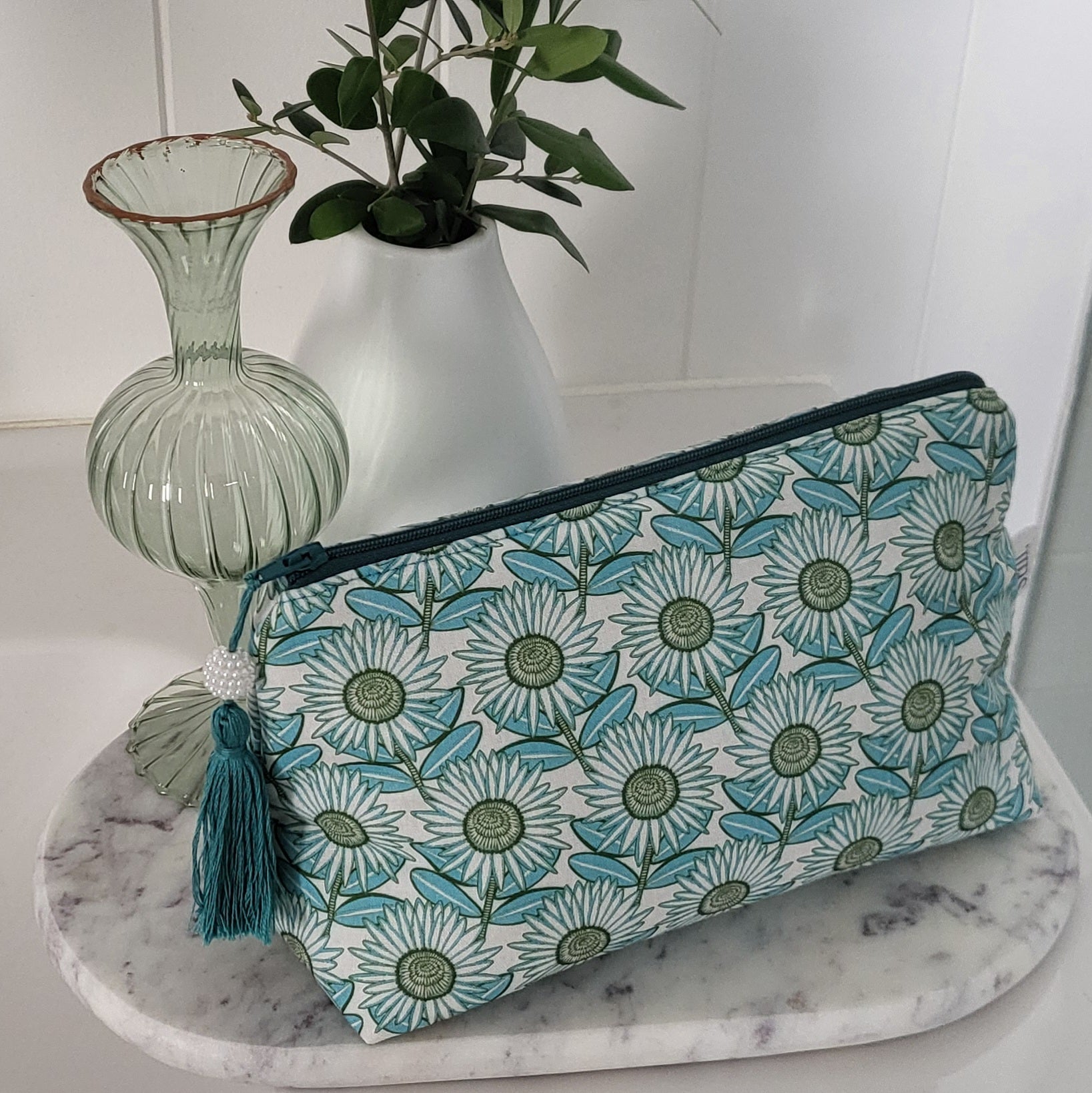 Makeup or Cosmetic Travel Pouch in Cool Blue Floral - Mother's Day Gift | Still.