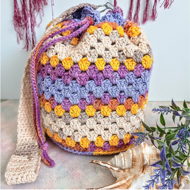 Midi Crochet Drawstring Shoulder Bags