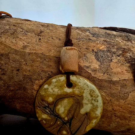 Handmade Botanical Ceramic Pendant Necklace