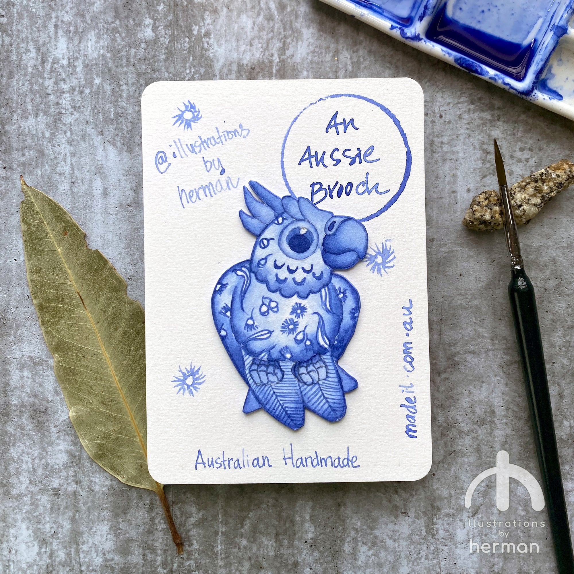 Australian Animal Brooch - Handpainted - Delft Inspired