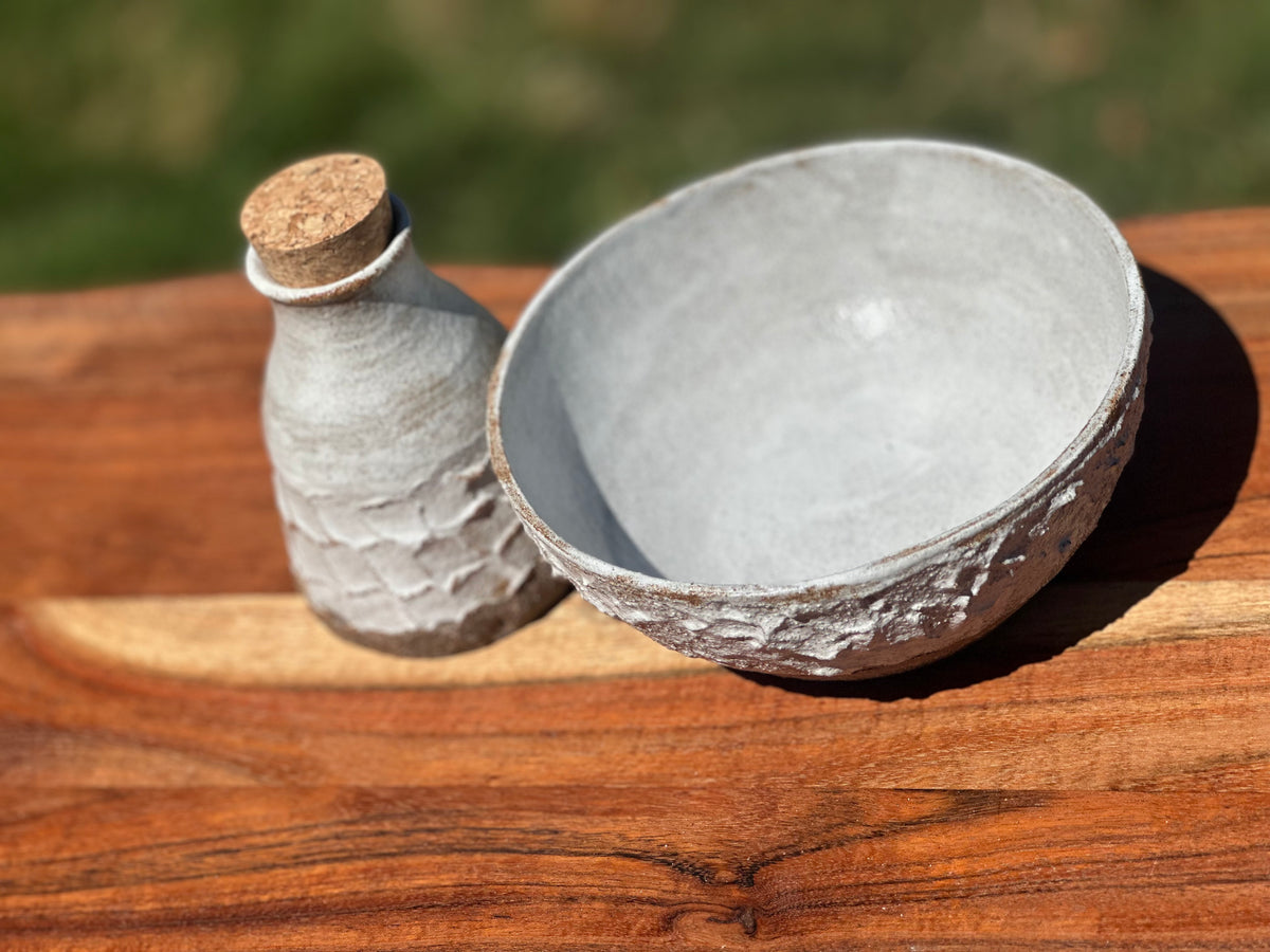 Cocoa Colada | Handmade Ceramic Dressing Bottle & Bowl Set