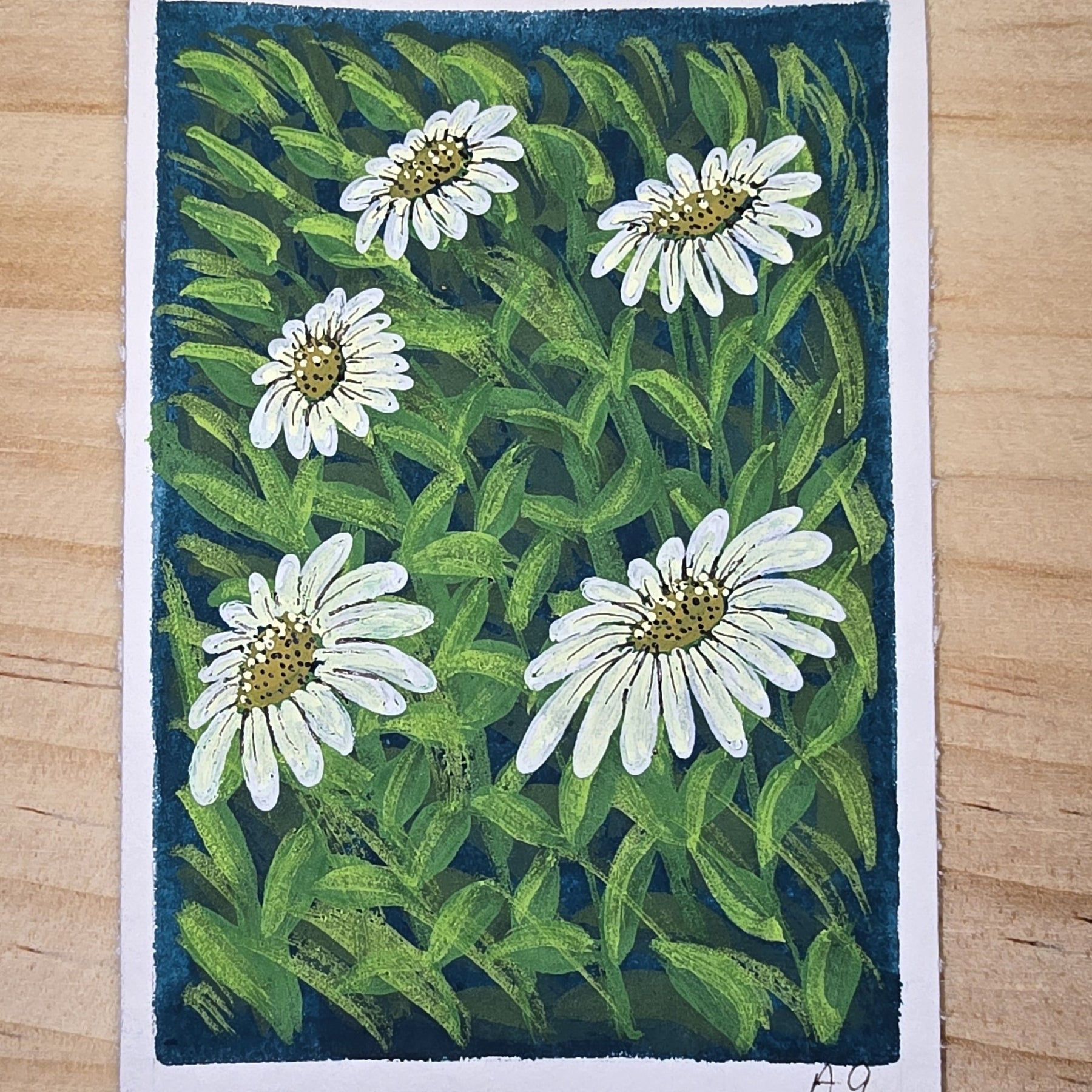 ACEO "Daisies #3" Mini Gouache 2.5x3.5 inches