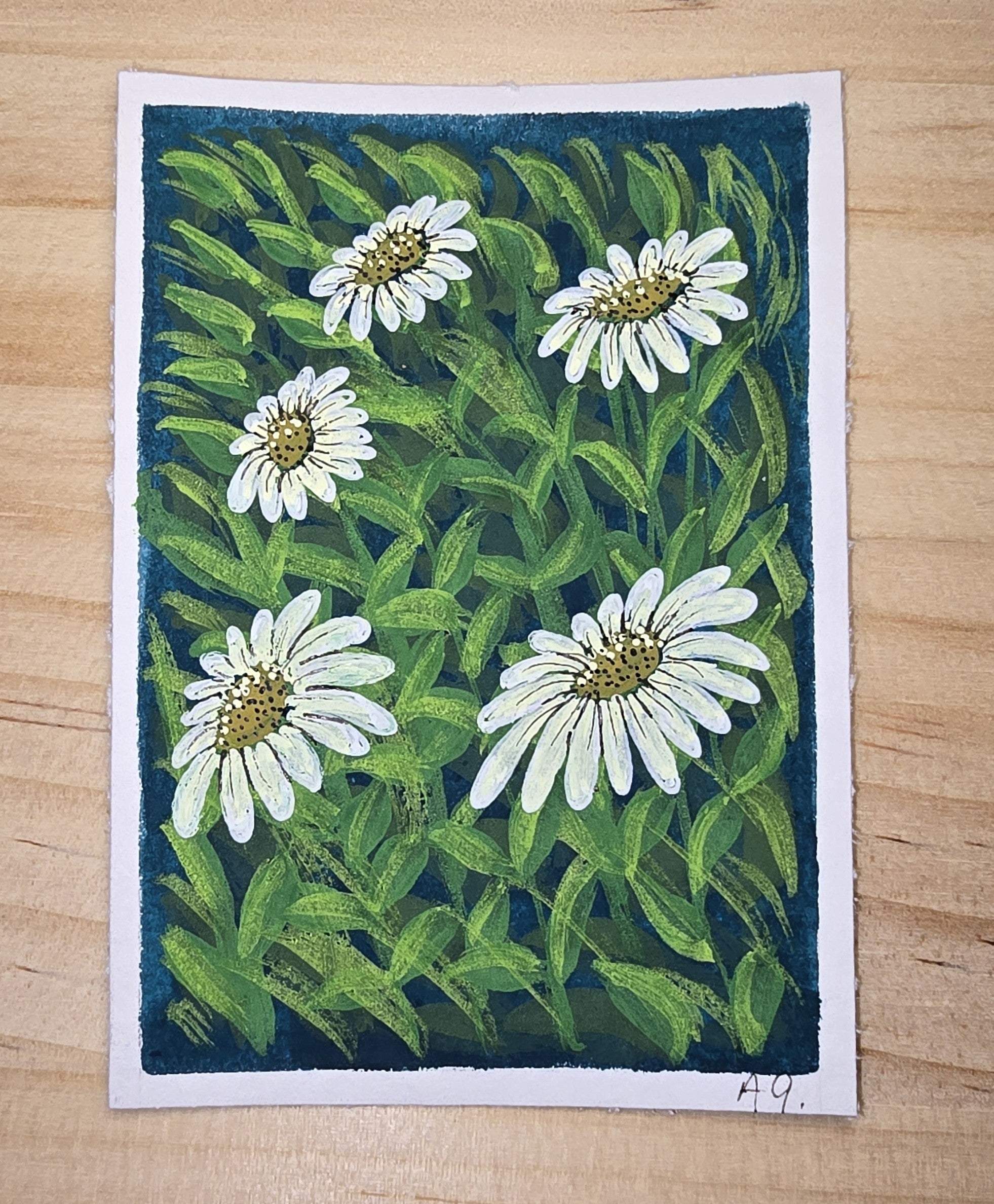 ACEO "Daisies #3" Mini Gouache 2.5x3.5 inches