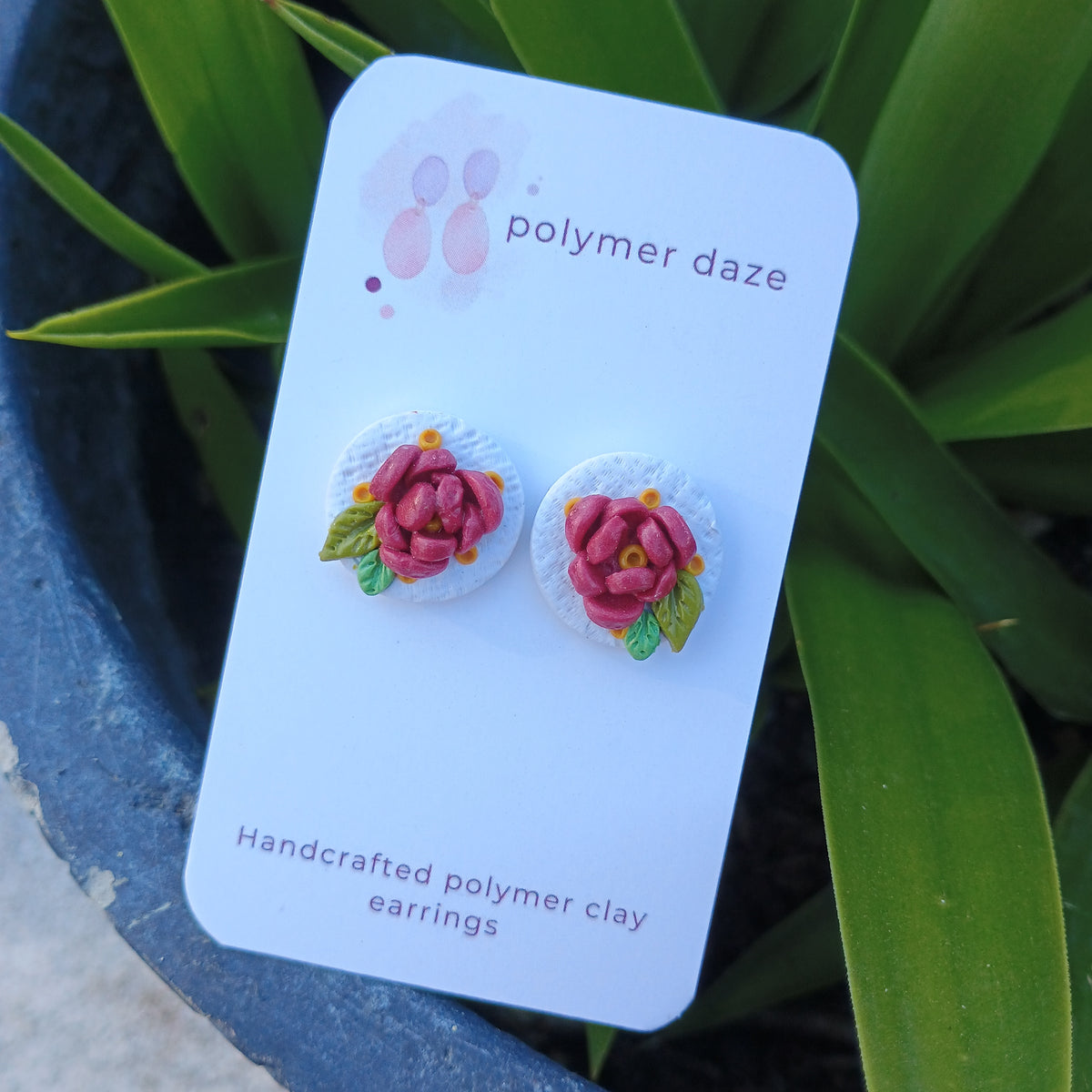 Statement rose stud earring