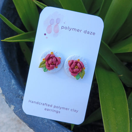 Statement rose stud earring