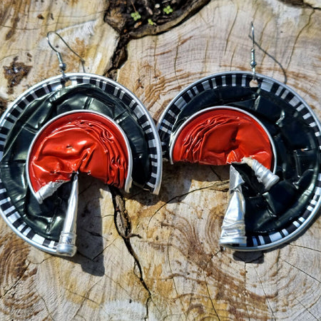 Red and black coffee pod earrings