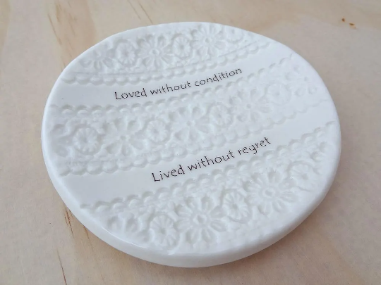 Personalised ring dish with lace imprint, Custom Wedding Gift