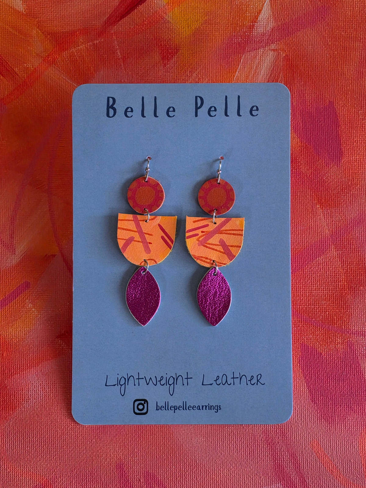 Dolce Musa Leather Earrings (dome edition) –  Tropical Sunset
