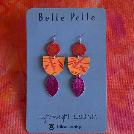 Dolce Musa Leather Earrings (dome edition) –  Tropical Sunset