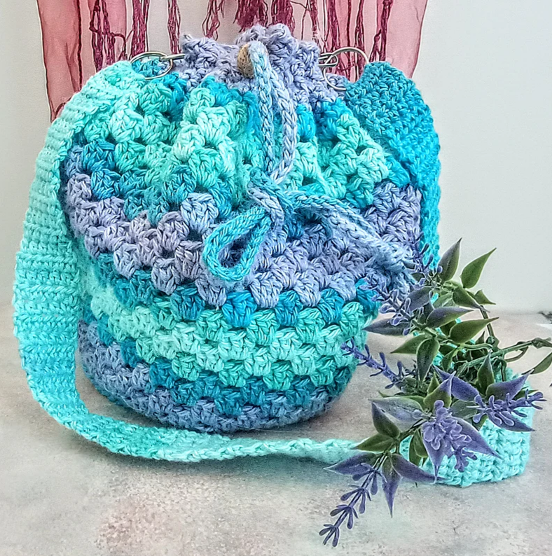 Midi Crochet Drawstring Shoulder Bags