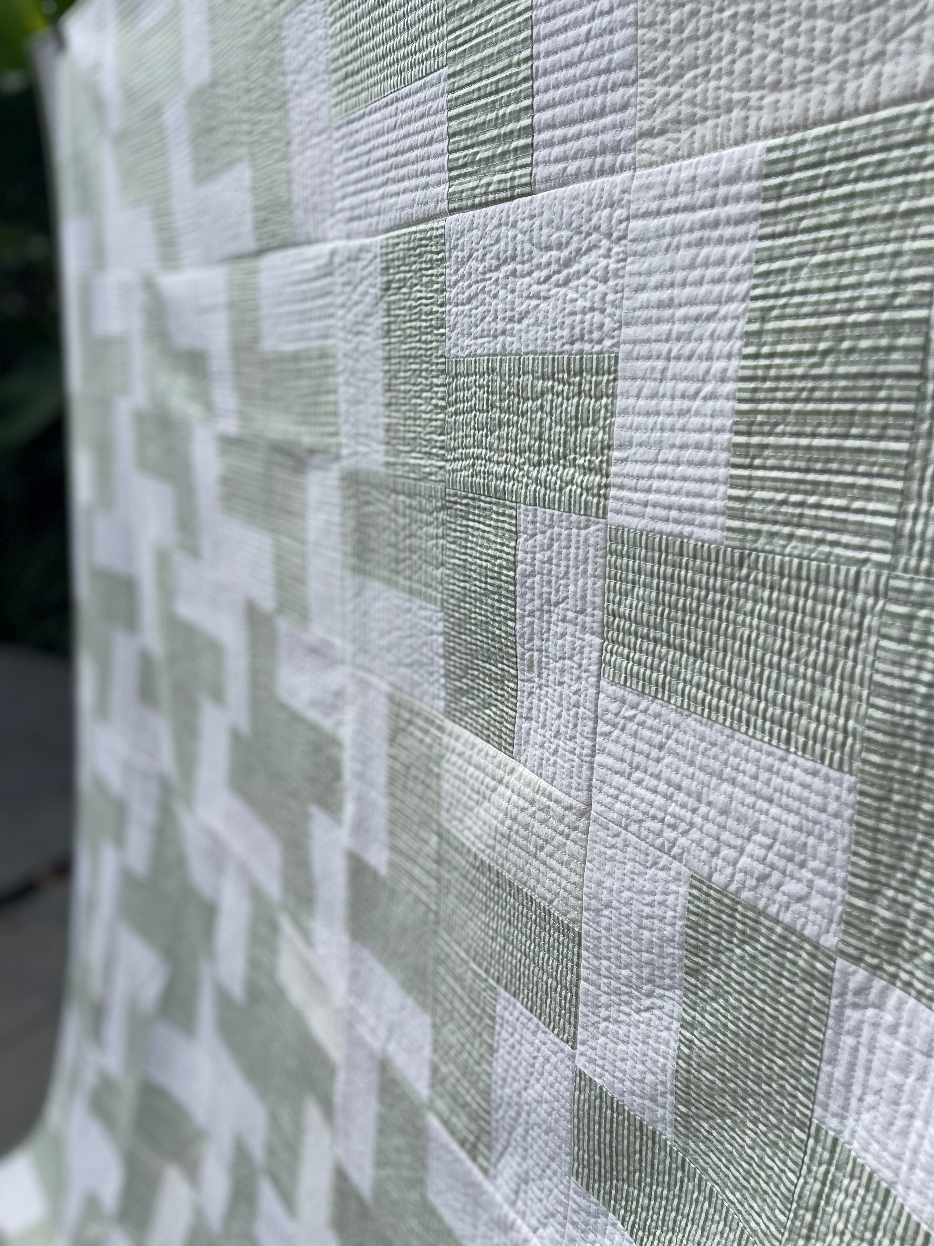 Wheatgrass Quilt - Soft Green & White Patchwork
