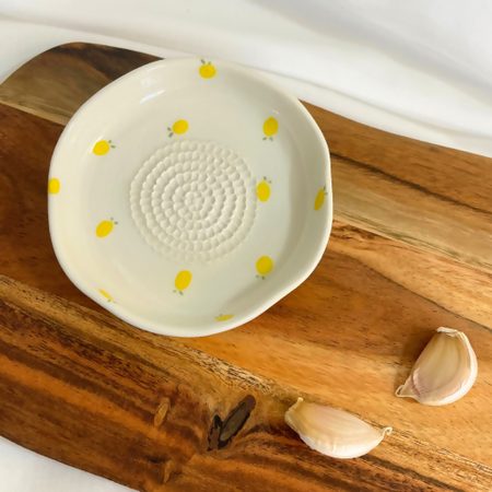 Handmade Ceramics Garlic/ Ginger/ Nut Grater- Wavy Lemon