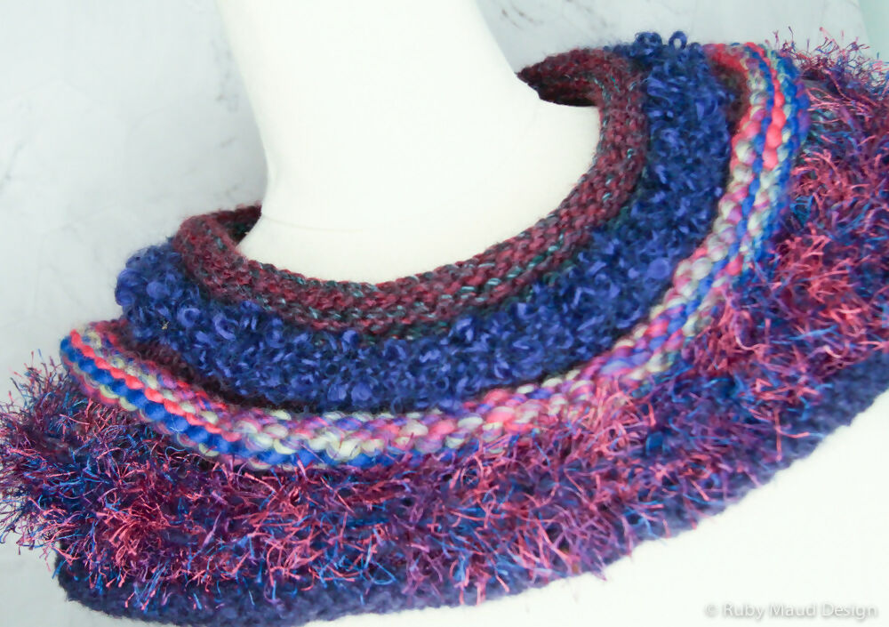 Paisley Purples Hand Knitted Cowl