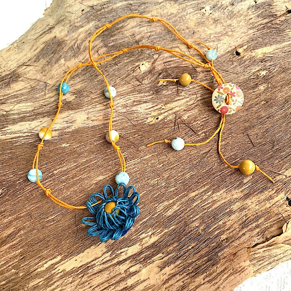 Necklace_Knotted_Beaded_Flower_Gemstone_Handmade-B