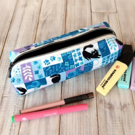 Black Cats Patchwork Print pencil case, makeup bag - Cat lover gift