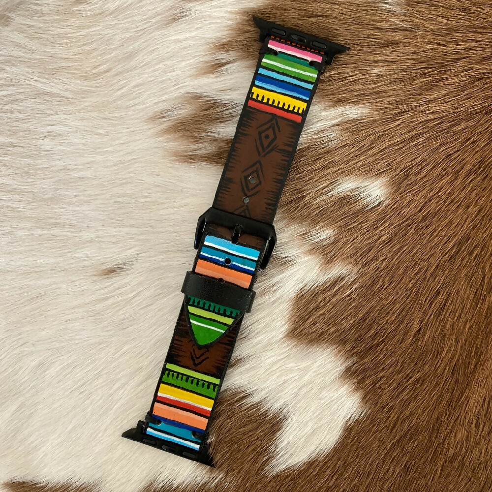 Leather Apple Watch band - serape