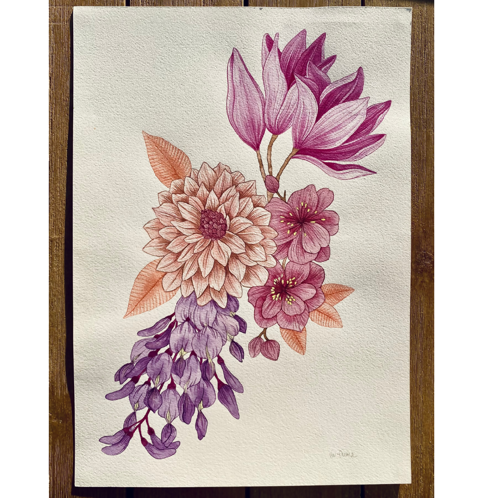 Blush Blooms - Original Watercolour