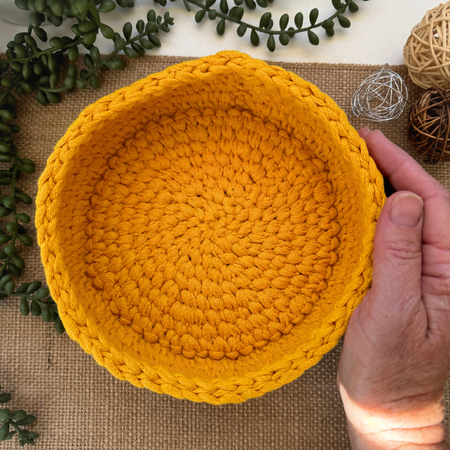 Crochet handmade basket | Home Decor | Mustard | Medium