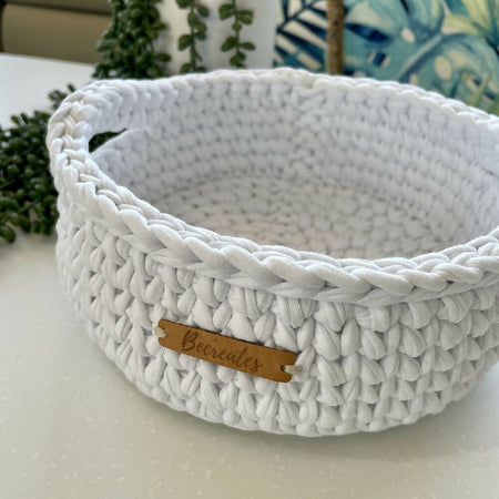 Get a Handle on your Storage |Crochet handmade basket with handles |White