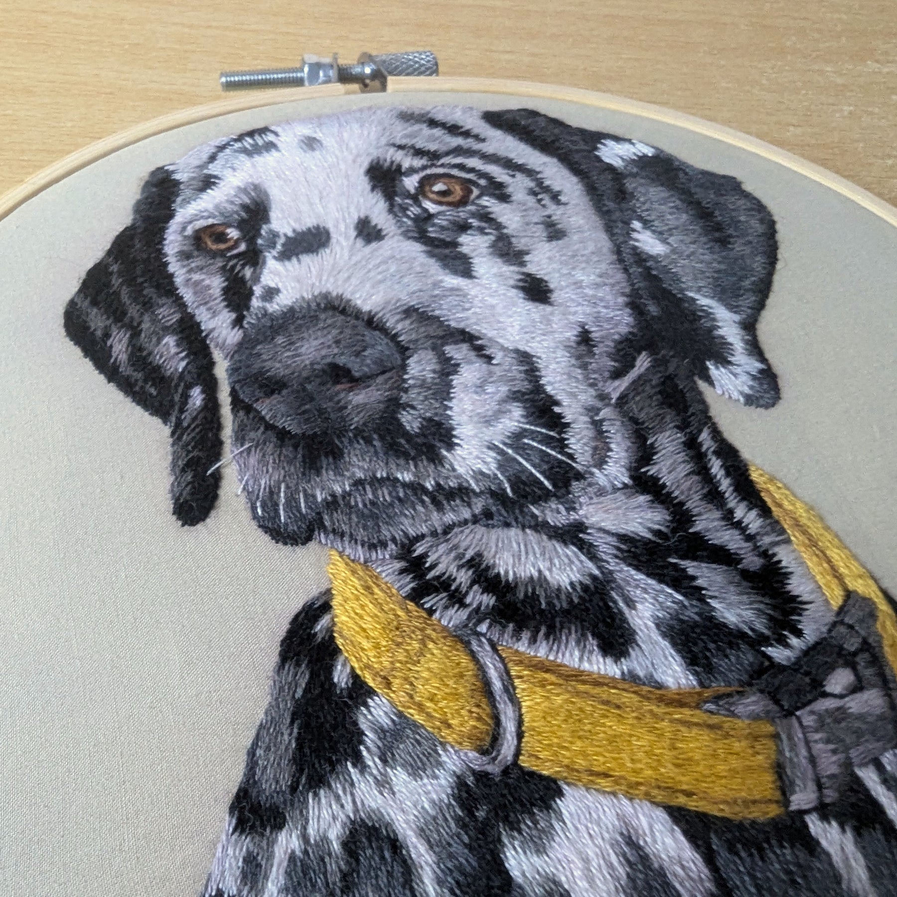 Hand Embroidered Dalmatian Thread Painting