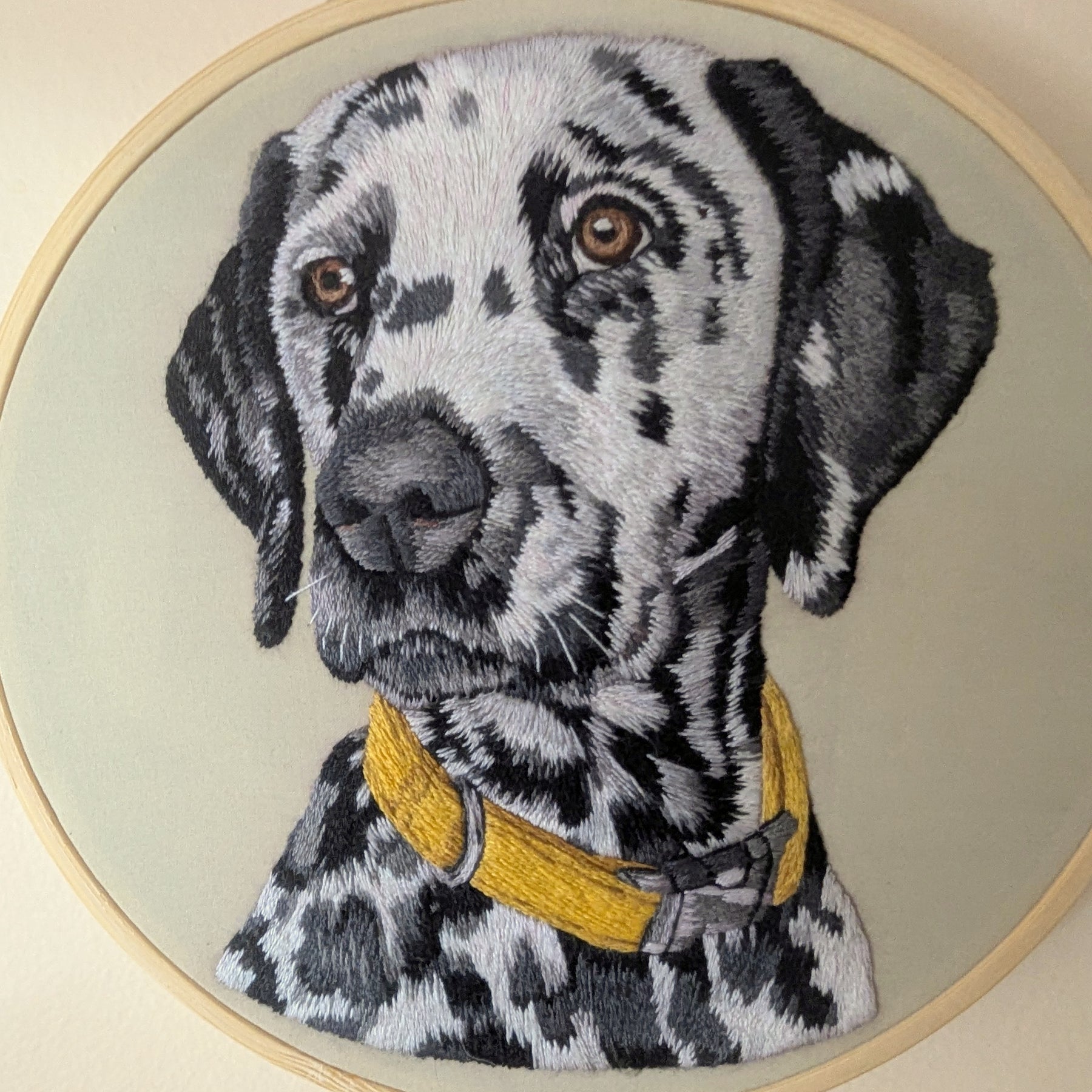 Hand Embroidered Dalmatian Thread Painting